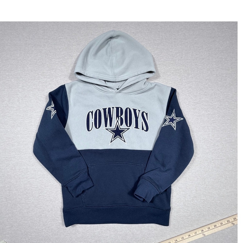 NFL Football Team Apparel Dallas Cowboys Youth Kids 10-12 Hoodie Grey Star Logo